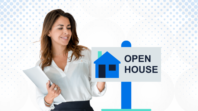 Mastering the Real Estate Open House - Real estate agent with open house sign
