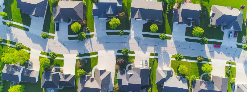 Birdseye view of neighborhood