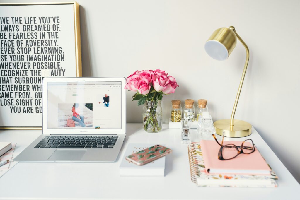Desk with laptop - Real estate marketing