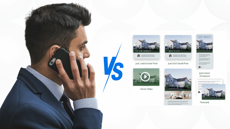 agent on the phone looking a real estate leads