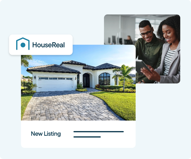 Real estate marketing team reviewing digital listing for newly available home