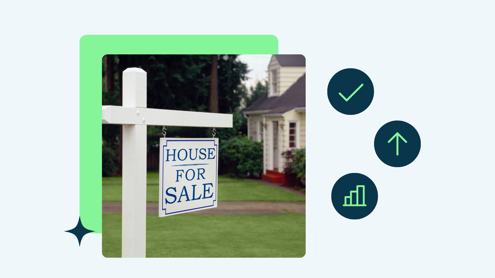 For sale sign outside house, showing listings in a competitive market | real estate leads